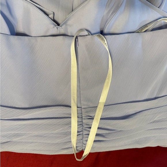 David's Bridal Light Blue Short Crinkle Chiffon Dress NWT Front Cascade F14847 - Picture 3 of 7